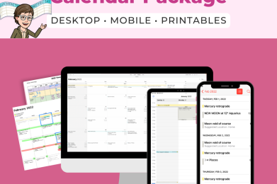 annual digital + printable astrology calendar package