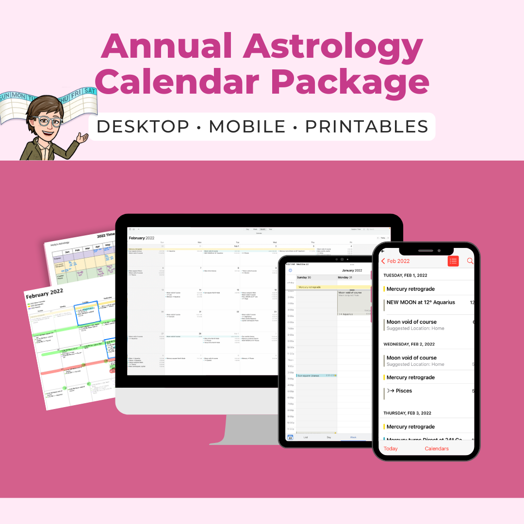 annual digital + printable astrology calendar package