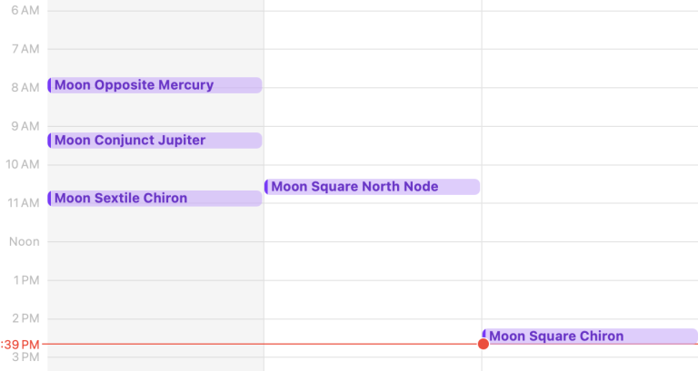digital MOOD calendar weekly view
